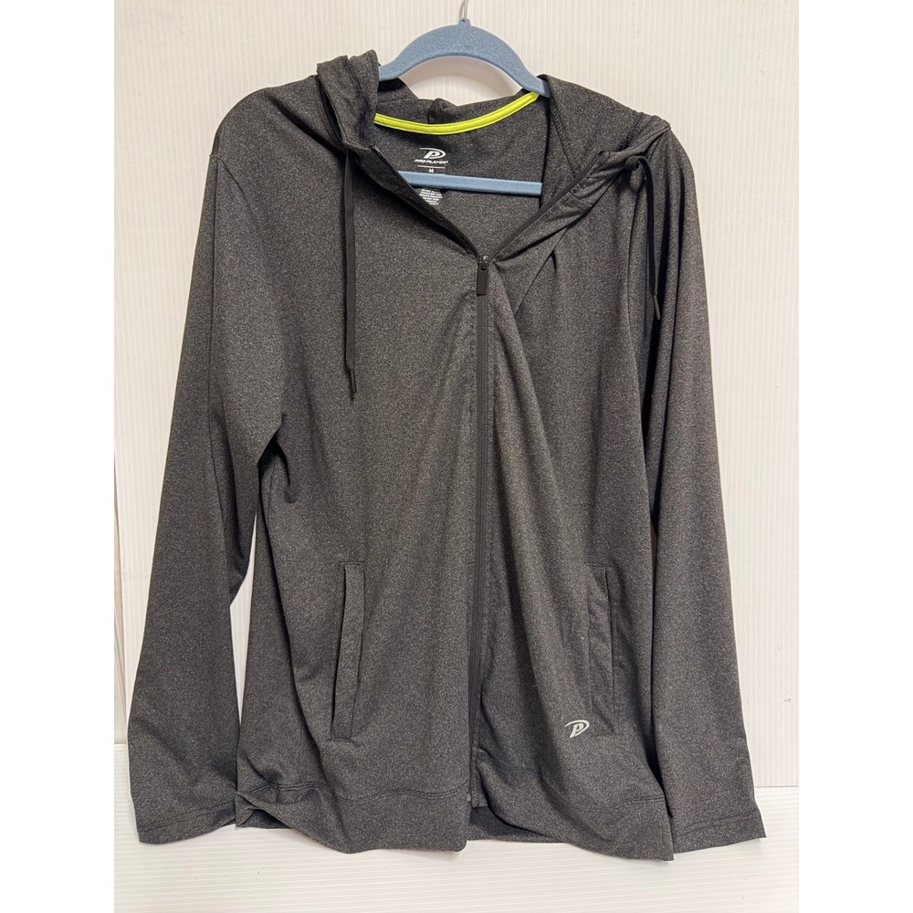 Pro Player Mens Medium Gray Full Zip Hoodie Activewear Performance Sweatshirt